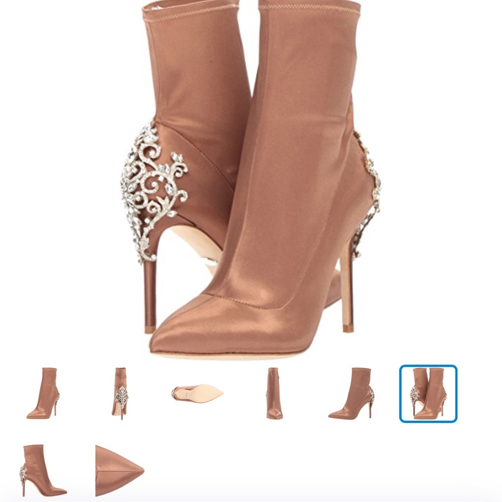 Badgley Mischka Bronze/Copper Embellished boots heel